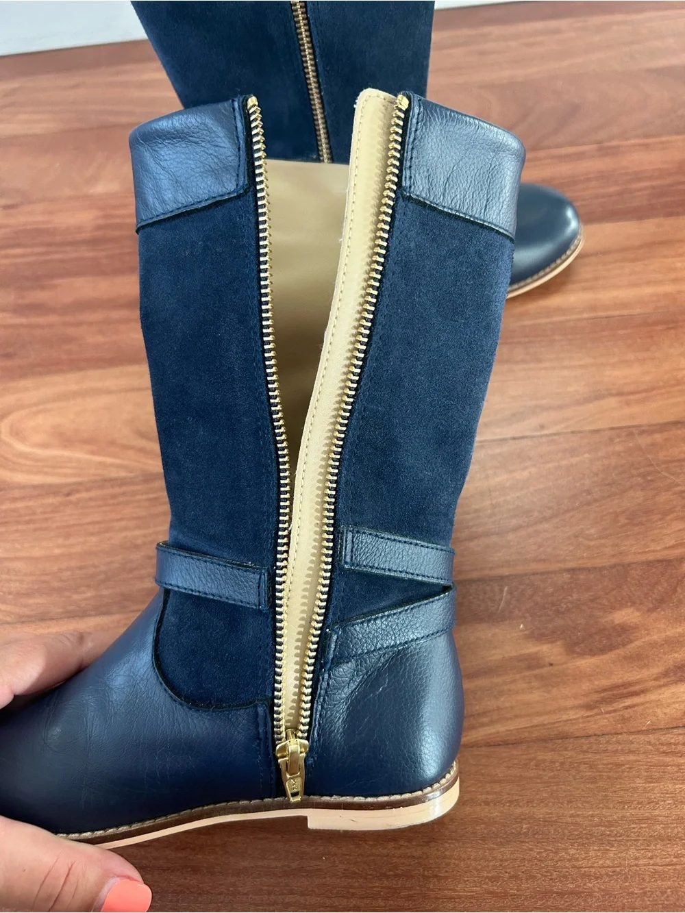 Janie and Jack Navy Leather Riding Boots SZ 13 Equestrian Preppy Classic Tall
